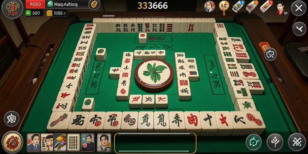 Tampilan menarik dari gameplay Mahjong dalam 333666.