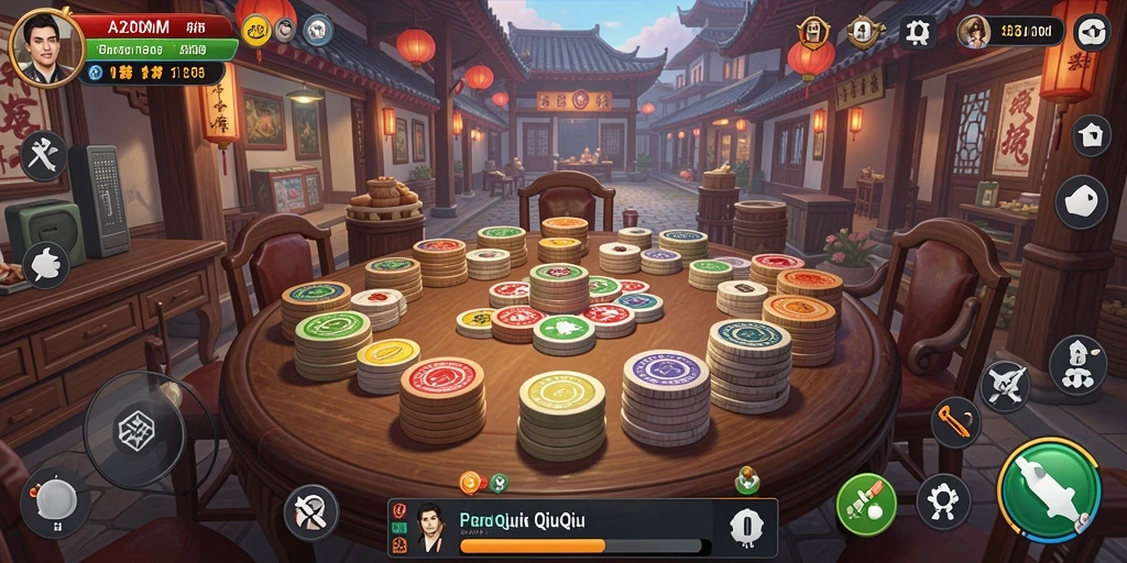Screenshot utama A200M menampilkan aksi seru dalam permainan QiuQiu.