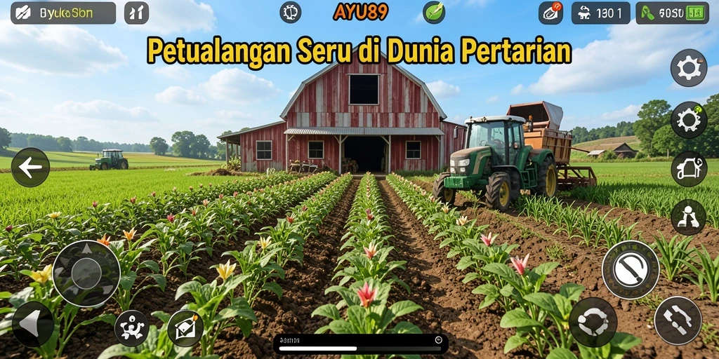 Screenshot utama AYU89 menunjukkan gameplay seru di kebun virtual.