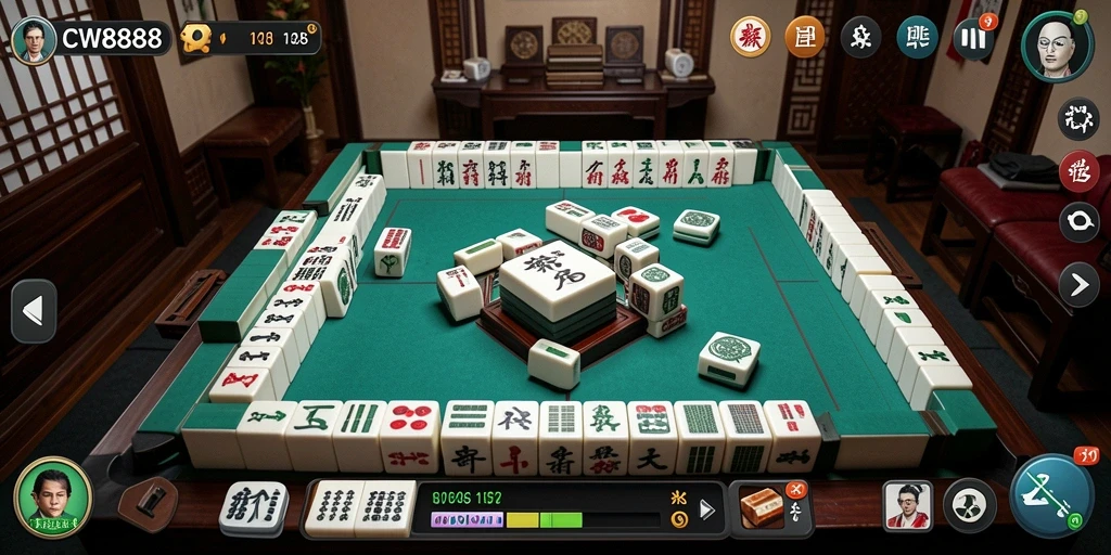 Tampilan menarik dari gameplay Mahjong di CW8888.