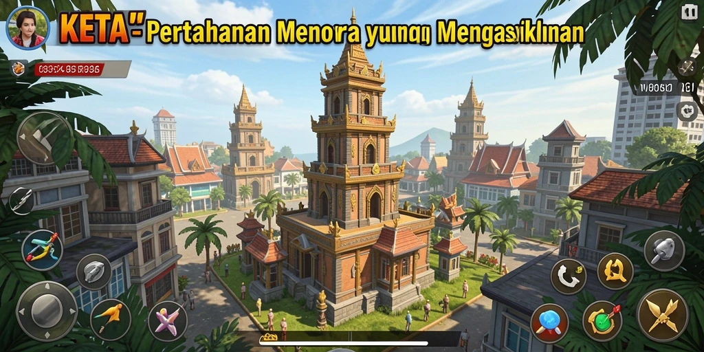 Tampilan gameplay menara pertahanan yang mendebarkan di KETUA.