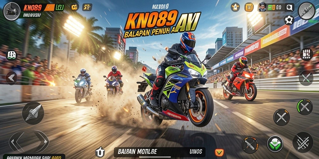 Gameplay KNO89 yang seru dengan balapan motor.