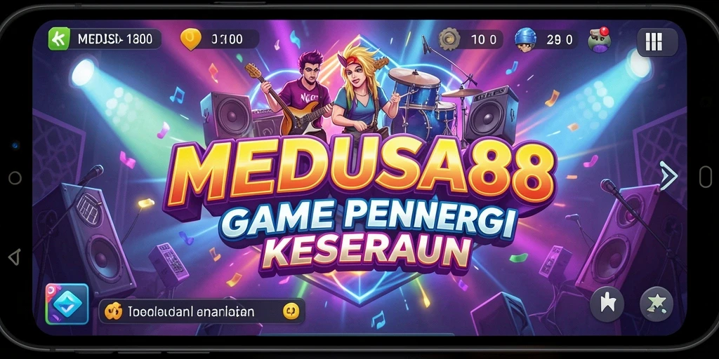 Tangkapan layar menunjukkan gameplay seru dalam MEDUSA88 dengan fitur musik interaktif.