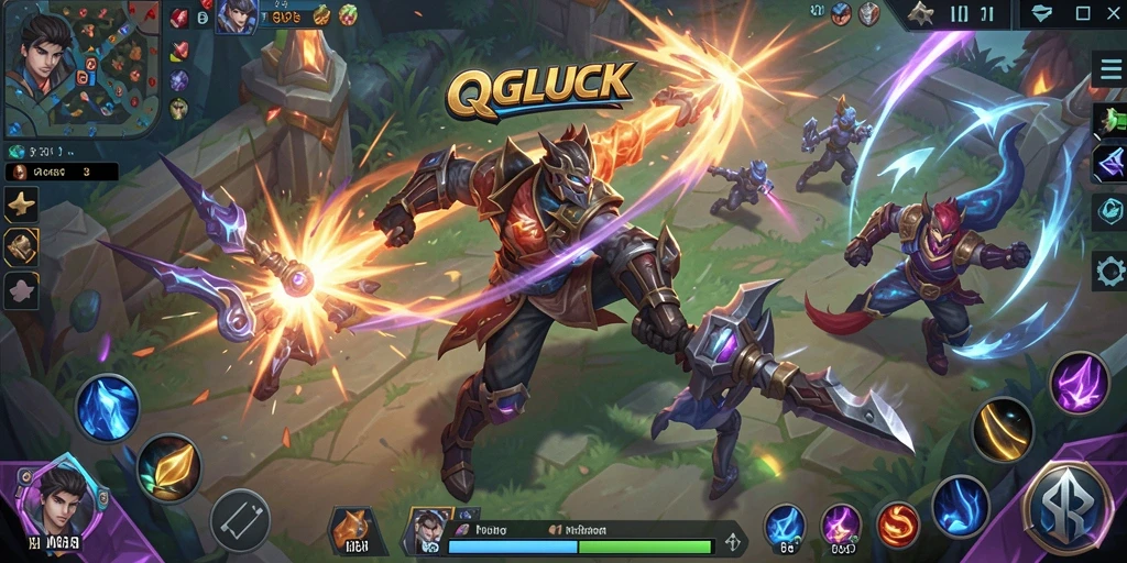 Gameplay seru QGLUCK dengan karakter yang beragam.
