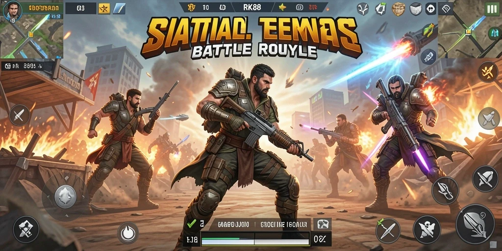 Gameplay seru RK88 dengan aksi Battle Royale.