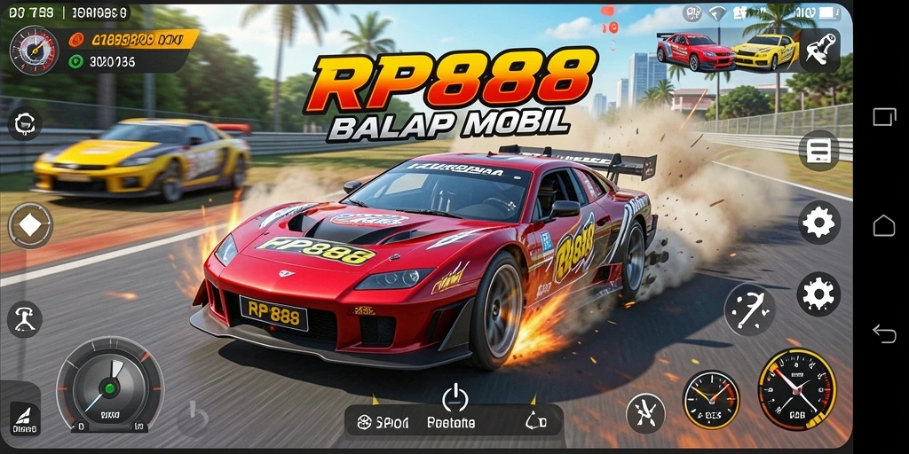 Gameplay seru dan penuh aksi dari RP888 di trek balapan.